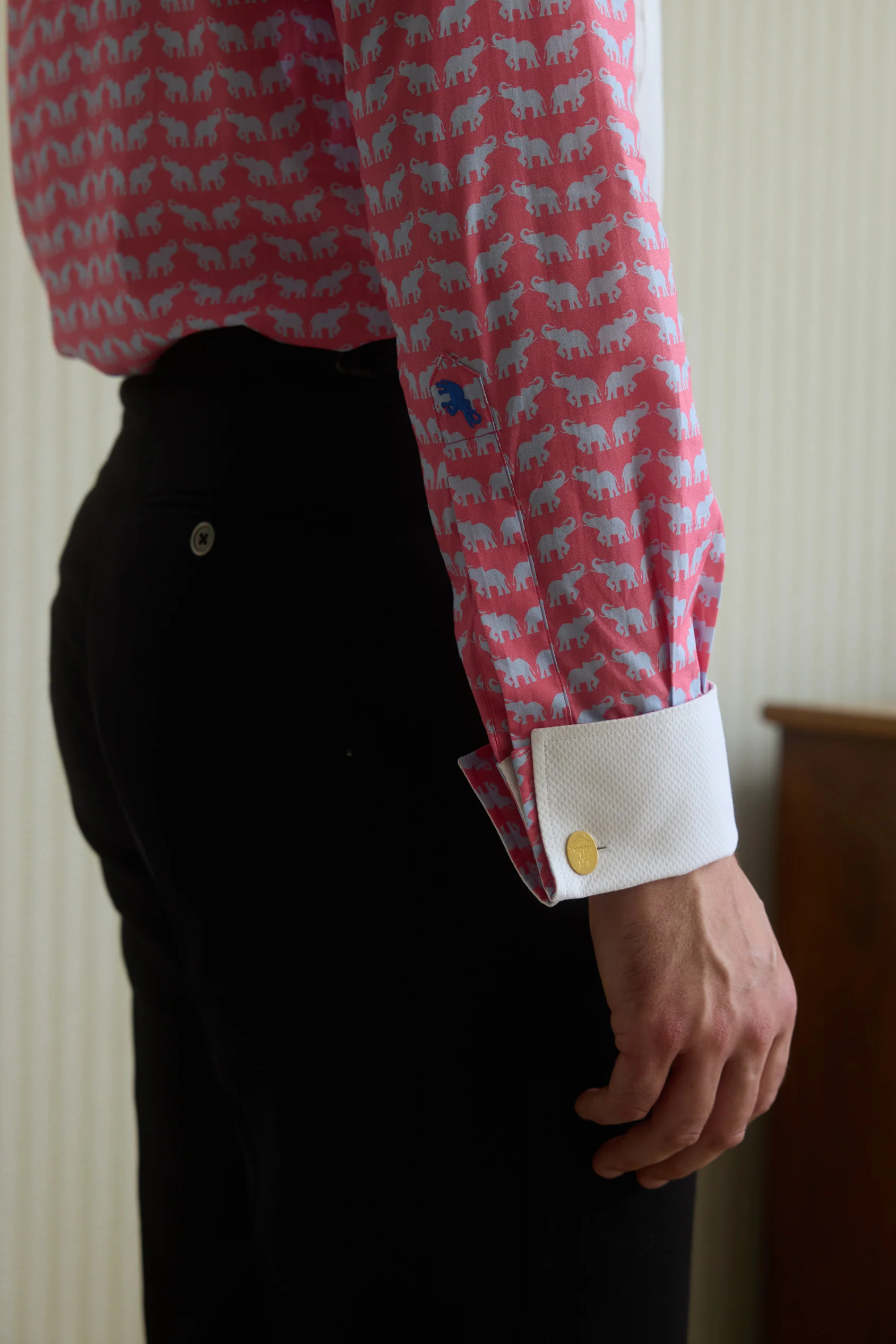 Coral Elephant Dress Shirt - Image 3